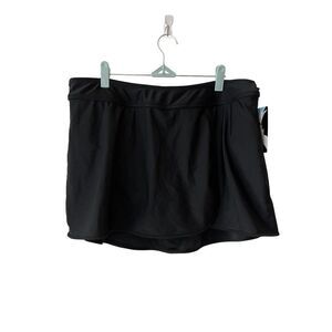 Simply Swim Women's Plus Size 18W NWT Swim Skirt Black Open Front Built In Liner
